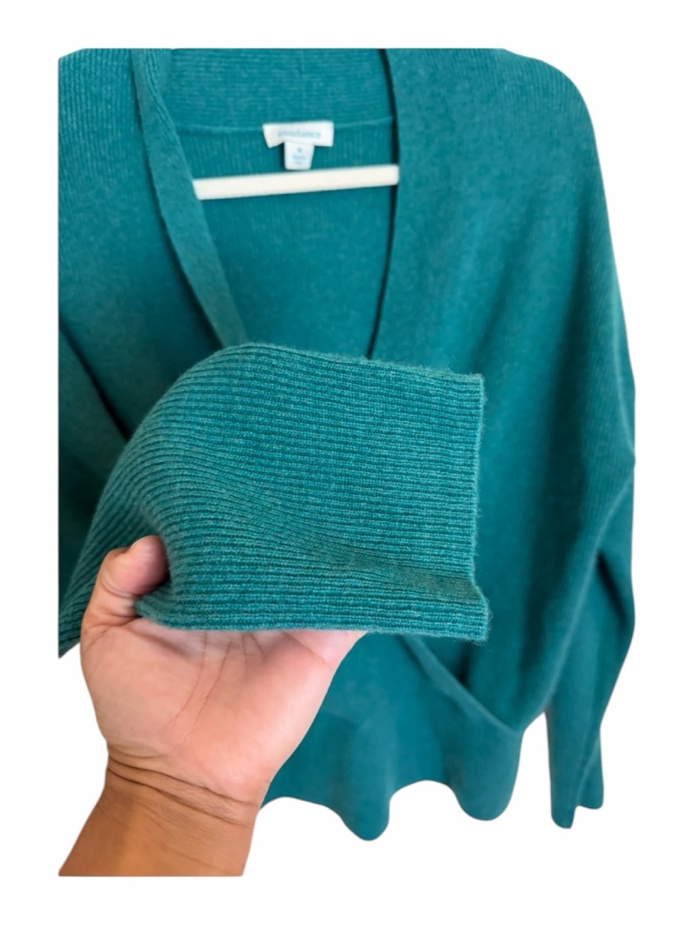 Sundance Teal Cashmere V-Neck Wrap Sweater - Picture 3 of 7